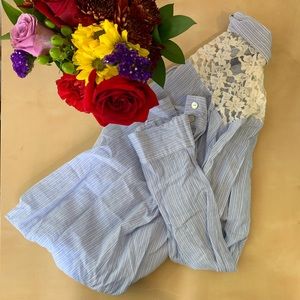 ☀️ Forever 21 Baby Blue Pinstriped Dress Shirt